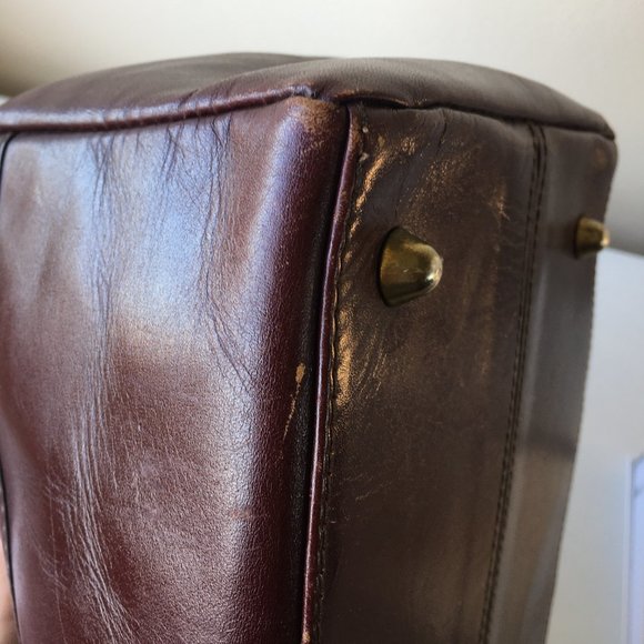 ✨SOLD✨ Vintage Hand Bag 1980's brown/dark red Leather - Picture 9 of 13